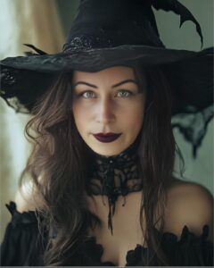 Samantha in a witch's hat